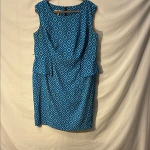 Dress Barn Blue and Black Geometric Midi Dress